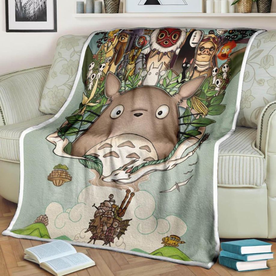 Ghibli Sofa Fleece Blanket V2, Cozy and Warm for Movie Nights