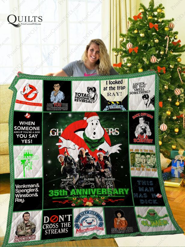 Ghostbusters 35th Anniversary Quotes Quilt Blanket for Movie Fans