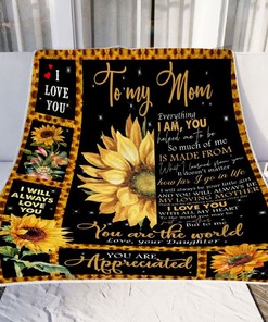 Gift for Mom Sunflower Fleece Blanket Quilt Blanket - Beautiful Gift for Your Beloved Mom