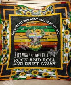 Give Me the Beat and Free My Soul with Hippie Elephant Quilt Blanket