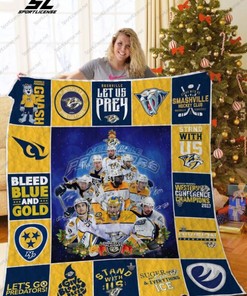 Gnashville Predators Christmas Quilt Bedding Set - Best Holiday Gift for Predators Fans
