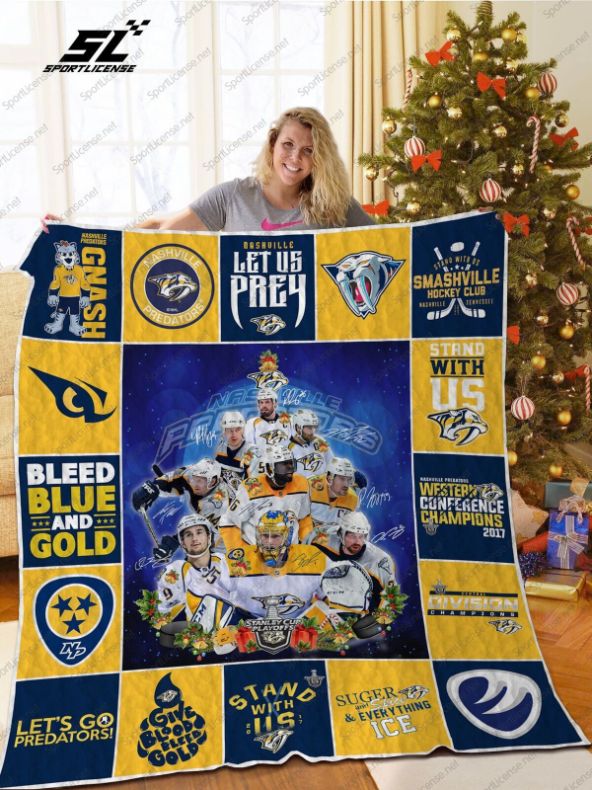 Gnashville Predators Christmas Quilt Bedding Set - Best Holiday Gift for Predators Fans