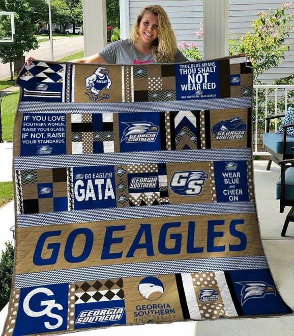Go Eagles Ncaa Georgia Southern Eagles Cute Quilt Bedding Set with Great Quilt Blanket