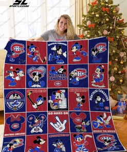 Go Habs Go Montreal Canadiens Mickey Mouse Quilt Blanket - NHL Montreal Canadiens Mickey Mouse Quilt Bedding Set