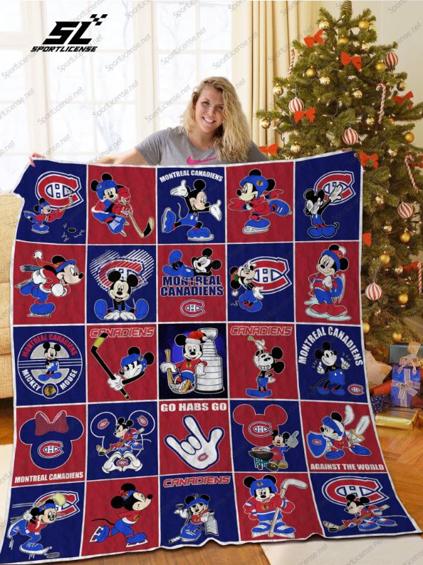 Go Habs Go Montreal Canadiens Mickey Mouse Quilt Blanket - NHL Montreal Canadiens Mickey Mouse Quilt Bedding Set