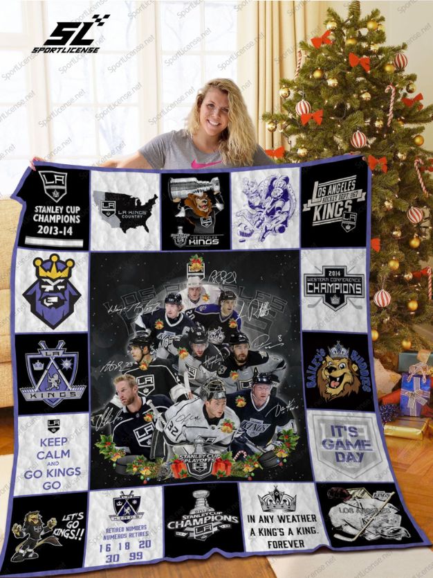 Go Kings Go LA Los Angeles Kings Christmas Quilt Blanket for Hockey Fans