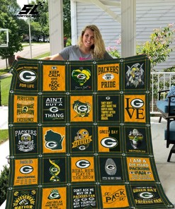 Go Pack Go Green Bay Packers Quilt Bedding Set for Sports Fans