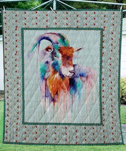 Goat Painting Art Quilt Blanket - Ideal for Animal Lovers