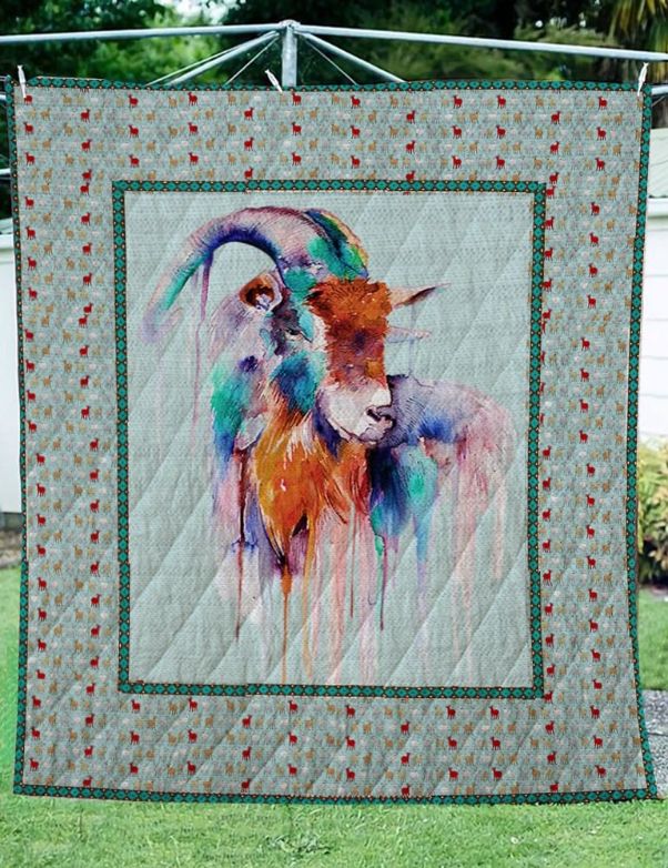 Goat Painting Art Quilt Blanket - Ideal for Animal Lovers