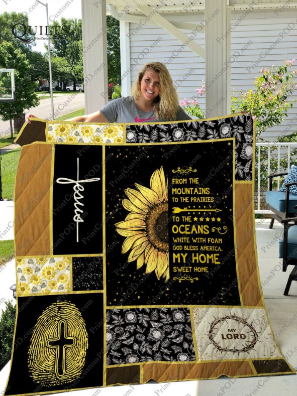God Bless America My Home Sweet Home Barn Quilt Blanket with Keywords