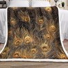 Golden Peacock Feather Quilt Blanket for Bird Lovers