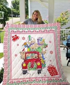 Golden Retriever Christmas Car Quilt Blanket - Celebrate the Festive Season with Your Furry Friend