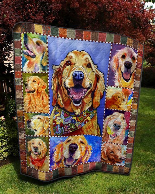Golden Retriever Painting Quilt Bedding Set for Dog Lovers