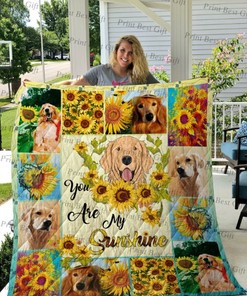 Golden Sunflower You Are My Sunshine Quilt Blanket - Brighten Up Your Room with Cheerful Design