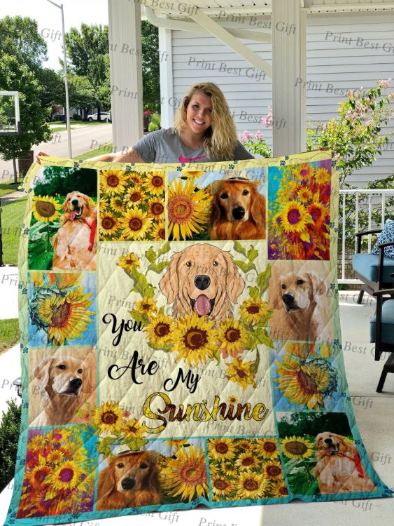 Golden Sunflower You Are My Sunshine Quilt Blanket - Brighten Up Your Room with Cheerful Design