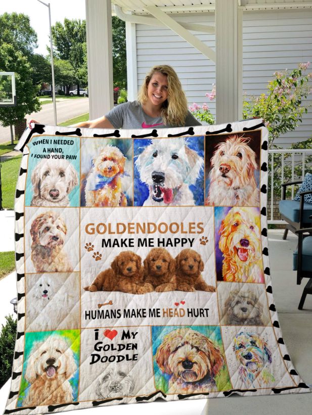 Goldendoodles Make Me Happy Humans Make My Head Hurt Funny Quilt Blanket