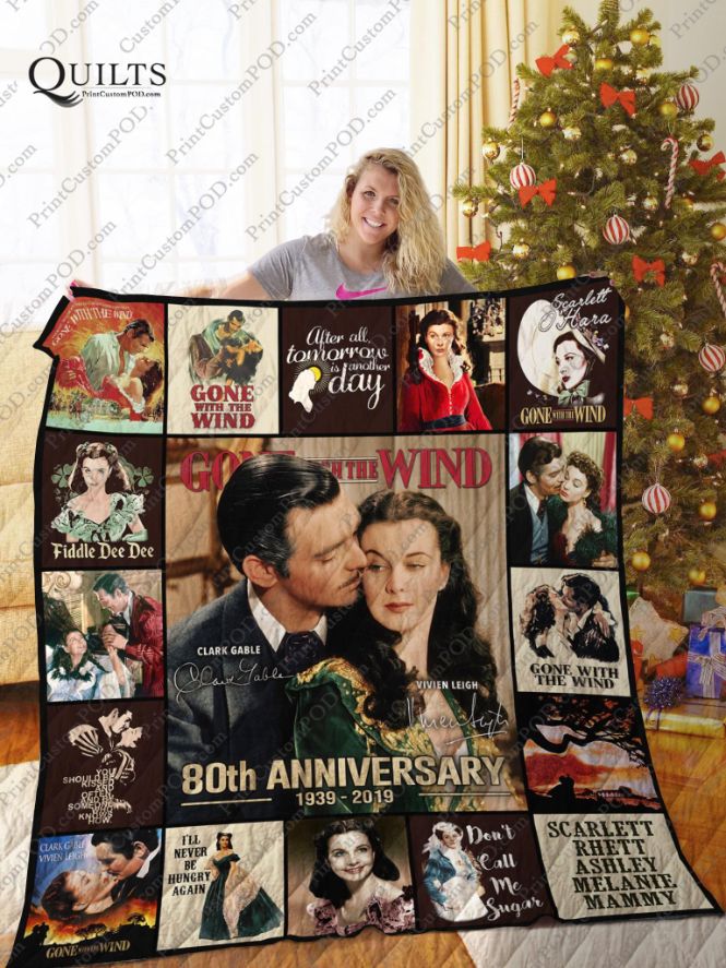 Gone With The Wind Quilt Bedding Set with Vintage Poster