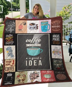 Good Day Begins with Coffee Cute Quilt Blanket for Coffee Lovers