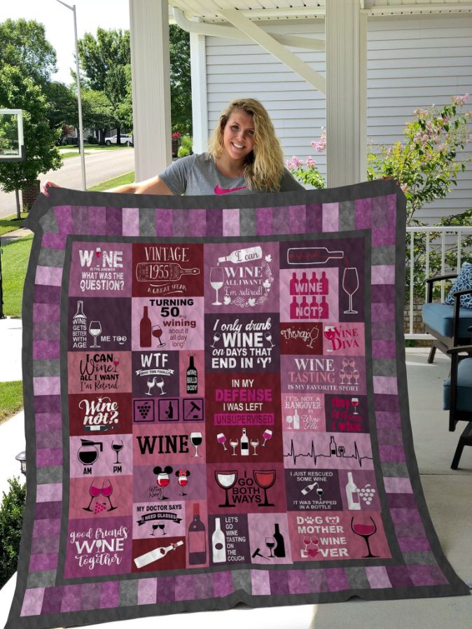 Good Friends Wine Together Quilt Bedding Set with Quilt Blanket, Perfect Gifts for Friends