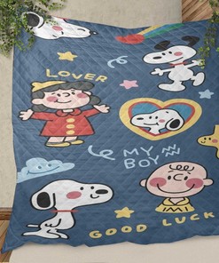 Good Luck Lover Quilt Blanket with Snoopy and Personalized Gifts