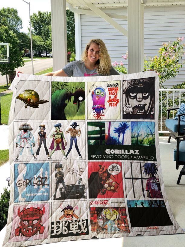 Gorillaz Throws Albums For Fans Revolving Doors Amarillo Quilt Blanket, Unique Addition to Any Music Collection