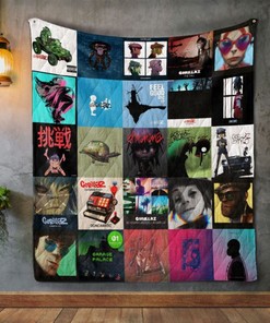 Gorillaz Virtual Band Album Covers Quilt Blanket for Alternative Music Fans