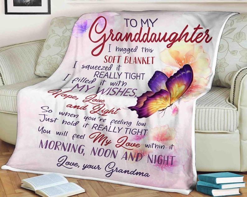 Granddaughter Butterfly Blanket Filled With Love, Hope, And Wishes From Grandma