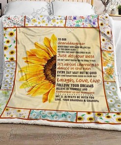 Granddaughter Sunflower Quilted Bedding Set From Grandma Grandpa