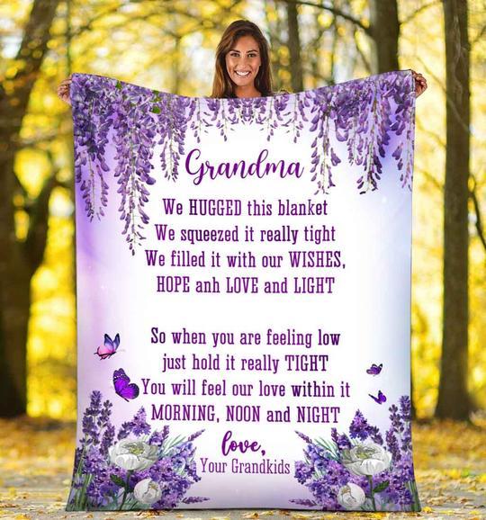 Grandma Love Fleece Blanket Quilt Bedding Set For Grandchildren