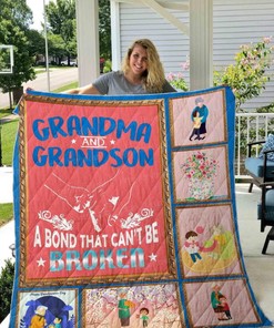 Grandma and Grandson Bond Quilt Blanket - Cozy and Warm Gift for Grandmothers