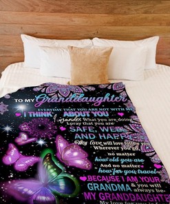 Grandma to Granddaughter Blanket Butterfly Themed Quilt Bedding Set with a Loving Message
