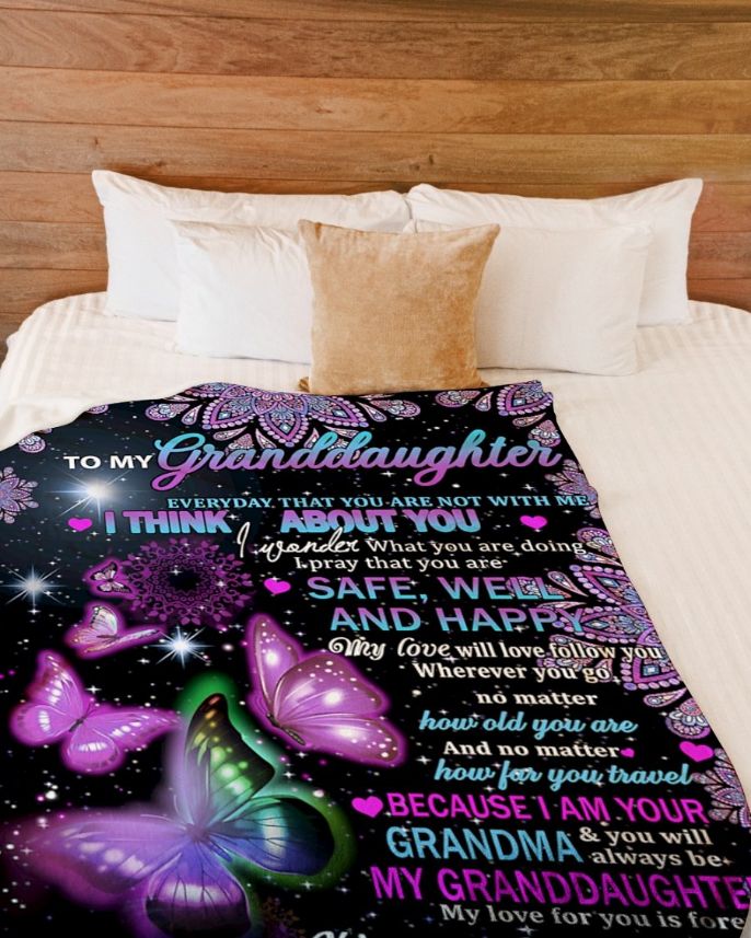 Grandma to Granddaughter Blanket Butterfly Themed Quilt Bedding Set with a Loving Message