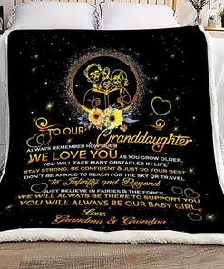 Grandpa And Grandma Fleece Quilt Bedding Set- To Granddaughter For Family Blanket