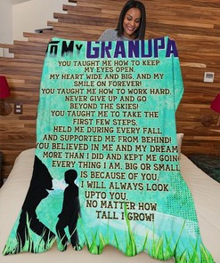 Grandpa Premium Fleece Blanket Quilt Blanket with Heartfelt Quote