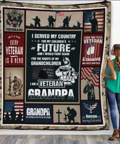 Grandpa Veteran Fleece Blanket Quilt Blanket: Ideal Customized Gift