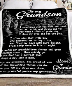 Grandson Fleece Blanket Letter From Grandma For Grandson: Personalized Quilt Bedding Set with Fleece Blanket
