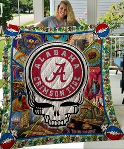 Grateful Dead Logo Ncaa Alabama Crimson Tide Quilt Bedding Set with Soft Quilt Blanket