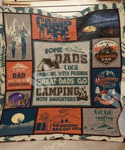 Great Customized Blanket Gifts For Fathers Day- Great Dads Go Camping With Daughters Quilt Bedding Set.