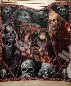 Great Customized Gifts for Skull Lovers: Skull God of Death Quilt Blanket with Quotes