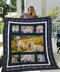 Great Pyrenees On The Pampasgrass Quilt Blanket Dog Lovers Bedding Set