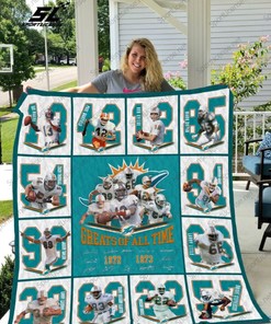 Greats of All Time Miami Dolphins Quilt Blanket - Celebrate Your Love for the Dolphins and Football