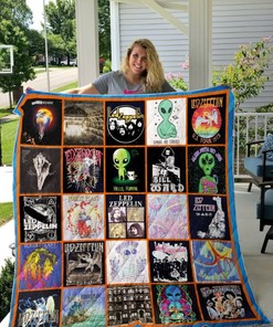 Green Alien Led Zeppelin Custom Quilt Bedding Set - A Tribute To The Legendary Band