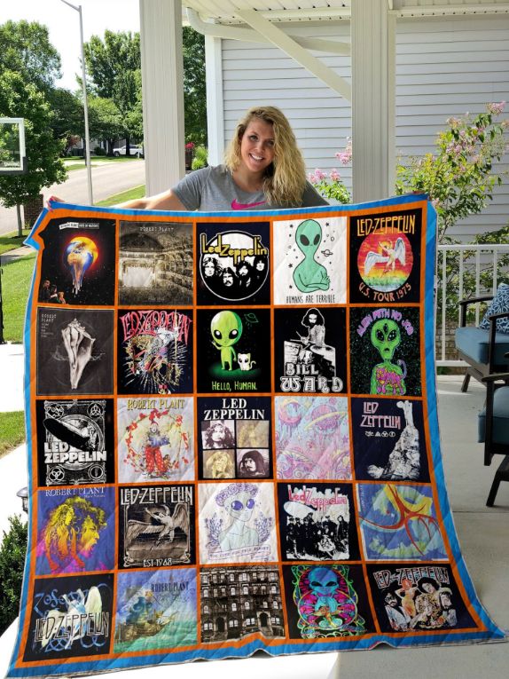 Green Alien Led Zeppelin Custom Quilt Bedding Set - A Tribute To The Legendary Band