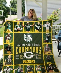 Green Bay Packers 4-time Super Bowl Champions Quilt Set