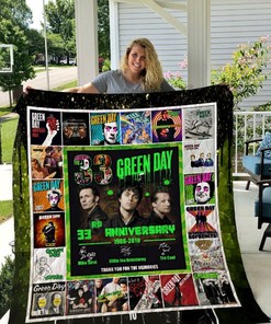 Green Day Band 33rd Anniversary Quilt Blanket - Soft and Cozy Blanket for Music Fans