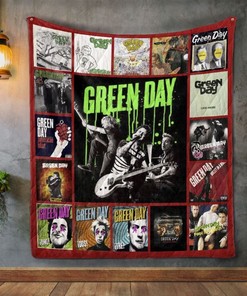 Green Day Style Retro Collection Quilt Bedding Set for Music Fans
