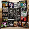 Green Day fans will love this quilt blanket featuring all the members with signs