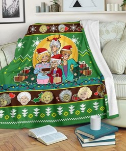 Green Golden Girls Christmas Fleece Blanket Gift - Fun and Festive Sofa Throw Blanket