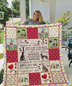 Greyhound Quilt Blanket: You Became Mine, I Became Yours - Featuring Beautiful Greyhound Drawing Art