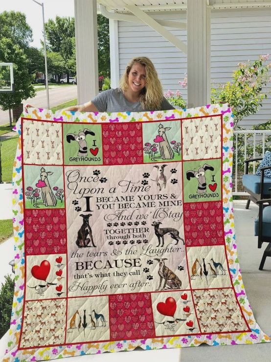 Greyhound Quilt Blanket: You Became Mine, I Became Yours - Featuring Beautiful Greyhound Drawing Art